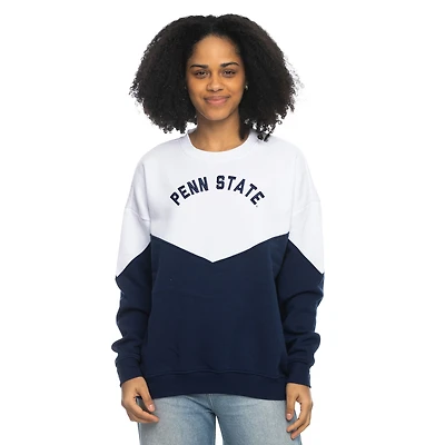 Women's ZooZatz White Penn State Nittany Lions Bestie Oversized Pullover Sweatshirt