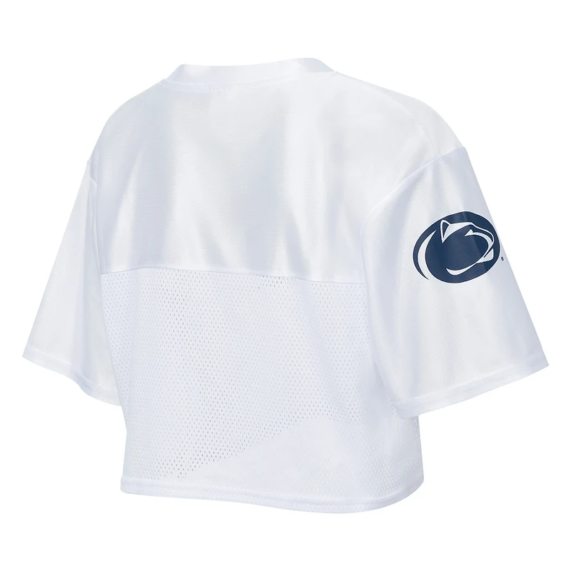 T-shirt court à col en V maille blanche ZooZatz pour femme, motif Penn State Nittany Lions