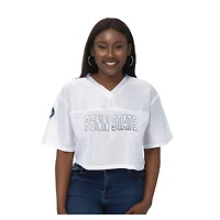 T-shirt court à col en V maille blanche ZooZatz pour femme, motif Penn State Nittany Lions