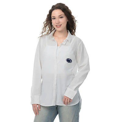 Women's ZooZatz White Penn State Nittany Lions Stretch Woven Button-Up Shirt