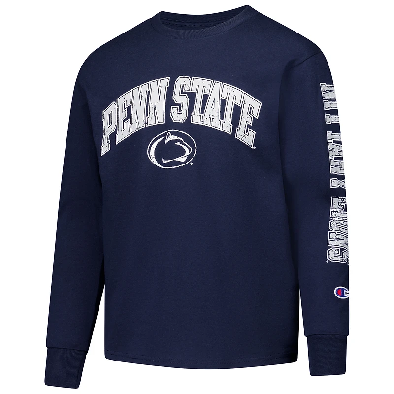 T-shirt à manches longues avec logo vieilli Penn State Nittany Lions, champion des jeunes, bleu marine