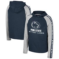 T-shirt à capuche manches longues pour jeunes Colosseum Navy Penn State Nittany Lions Ned Raglan