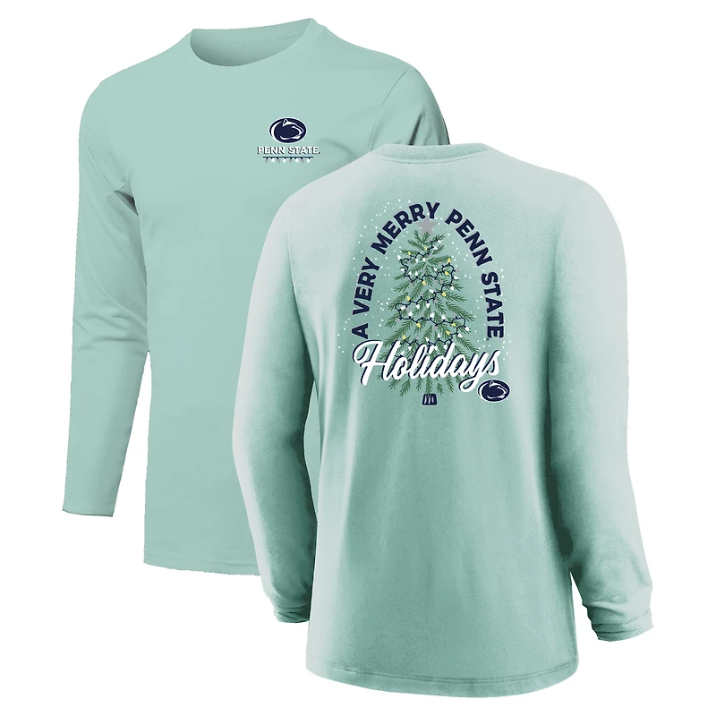 T-shirt à manches longues Penn State Nittany Lions vert clair pour jeunes, motif sapin de Noël