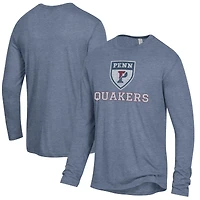 Men's Alternative Apparel Heathered Navy Pennsylvania Quakers Keeper Long Sleeve T-Shirt