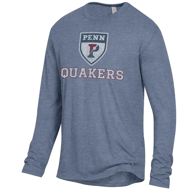 Men's Alternative Apparel Heathered Navy Pennsylvania Quakers Keeper Long Sleeve T-Shirt