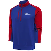 Men's Antigua  Royal/Red Pennsylvania Quakers Team Quarter-Zip Pullover Top