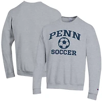 Men's Champion Heather Gray Pennsylvania Quakers Soccer Icon Powerblend Pullover Sweatshirt