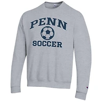 Men's Champion Heather Gray Pennsylvania Quakers Soccer Icon Powerblend Pullover Sweatshirt