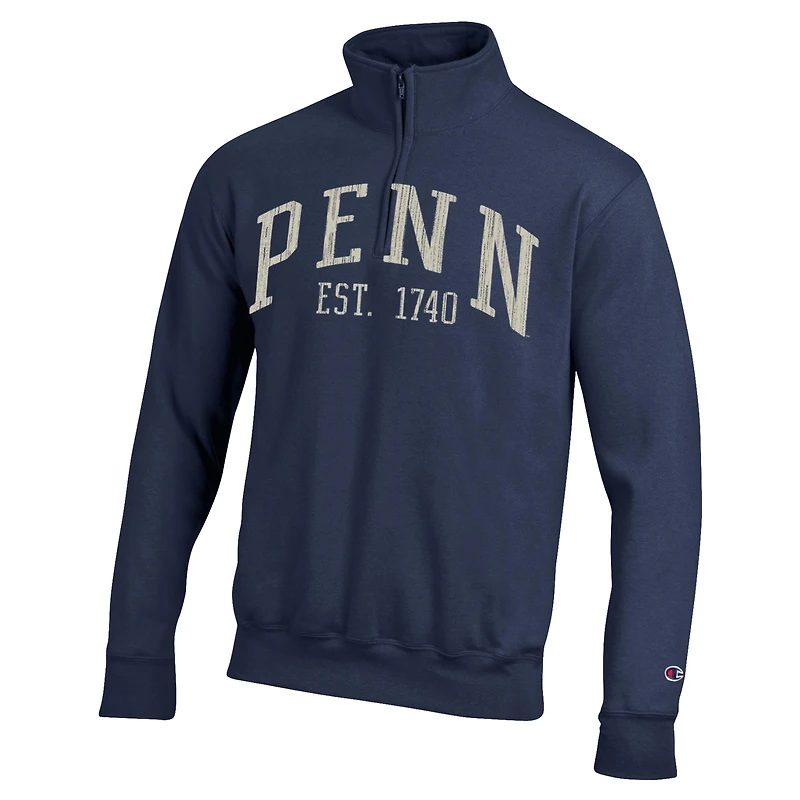 Men's Champion Navy Pennsylvania Quakers Established Date Quarter-Zip Pullover