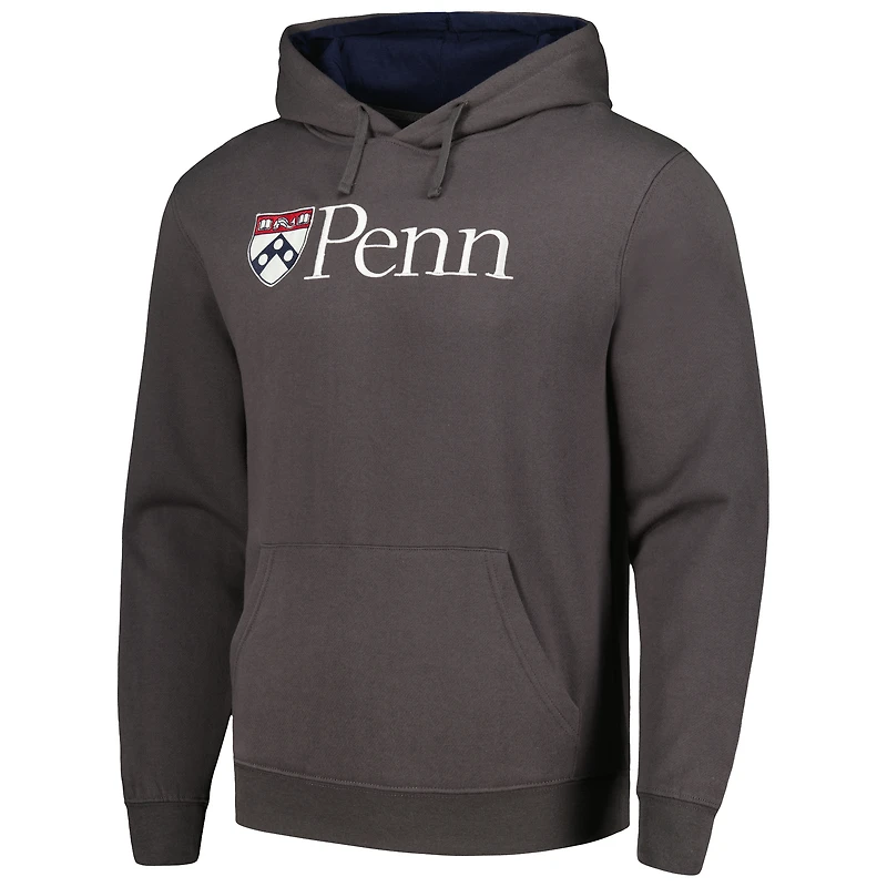 Men's Colosseum Charcoal Pennsylvania Quakers Arch and Logo Pullover Hoodie