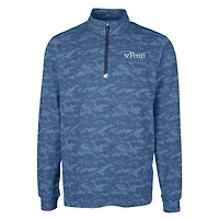 Men's Cutter & Buck Navy Pennsylvania Quakers Big Tall Traverse Camo Print Stretch Quarter-Zip Pullover Top