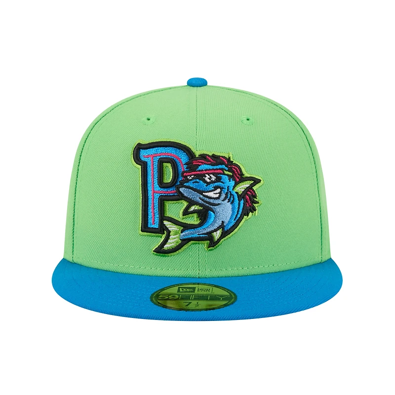 Casquette ajustée 59FIFTY pour homme New Era Neon Green Pensacola Blue Wahoos Theme Nights