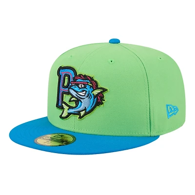 Casquette ajustée 59FIFTY pour homme New Era Neon Green Pensacola Blue Wahoos Theme Nights