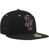 Casquette ajustée 59FIFTY New Era noire Pensacola Blue Wahoos Authentic Collection pour hommes