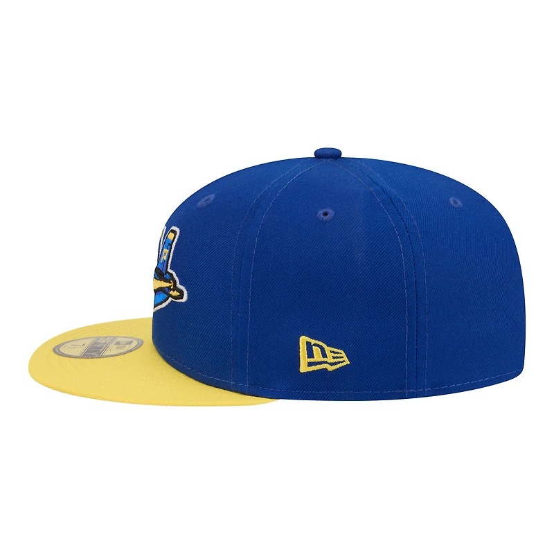 Casquette ajustée New Era 59FIFTY bleue et or Pensacola Blue Wahoos, édition spéciale soirées thématiques des ligues mineures