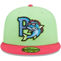 New Era Green Pensacola Blue Wahoos Theme Nights Mullets Alternate 2 59FIFTY Casquette ajustée pour homme