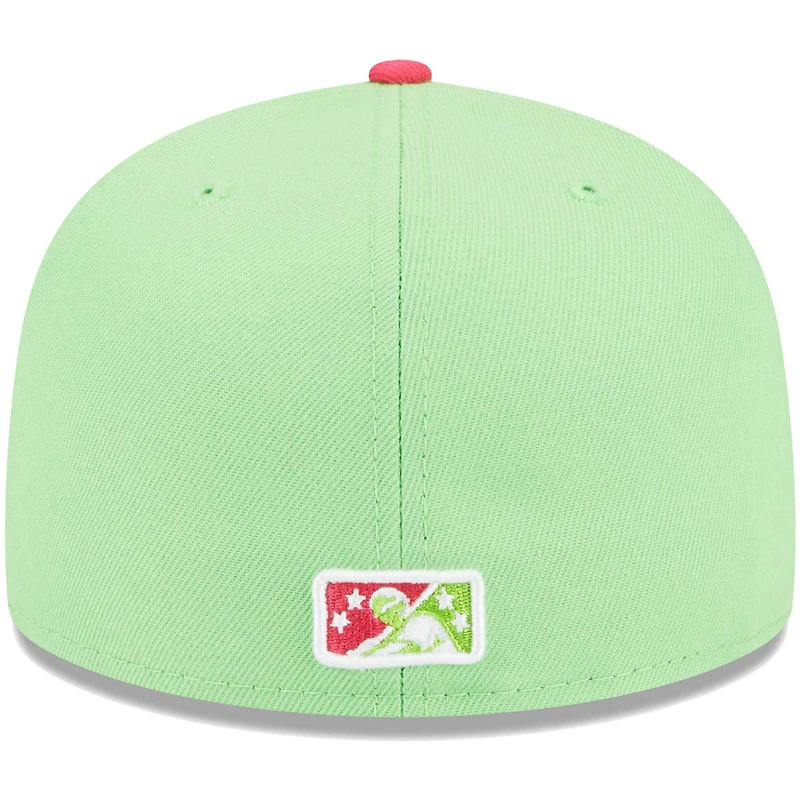 New Era Green Pensacola Blue Wahoos Theme Nights Mullets Alternate 2 59FIFTY Casquette ajustée pour homme