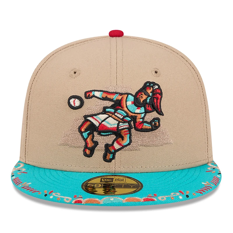 Casquette ajustée New Era 59FIFTY pour homme, beige clair/bleu clair, Pensacola Blue Wahoos 2026 Copa De La Diversion