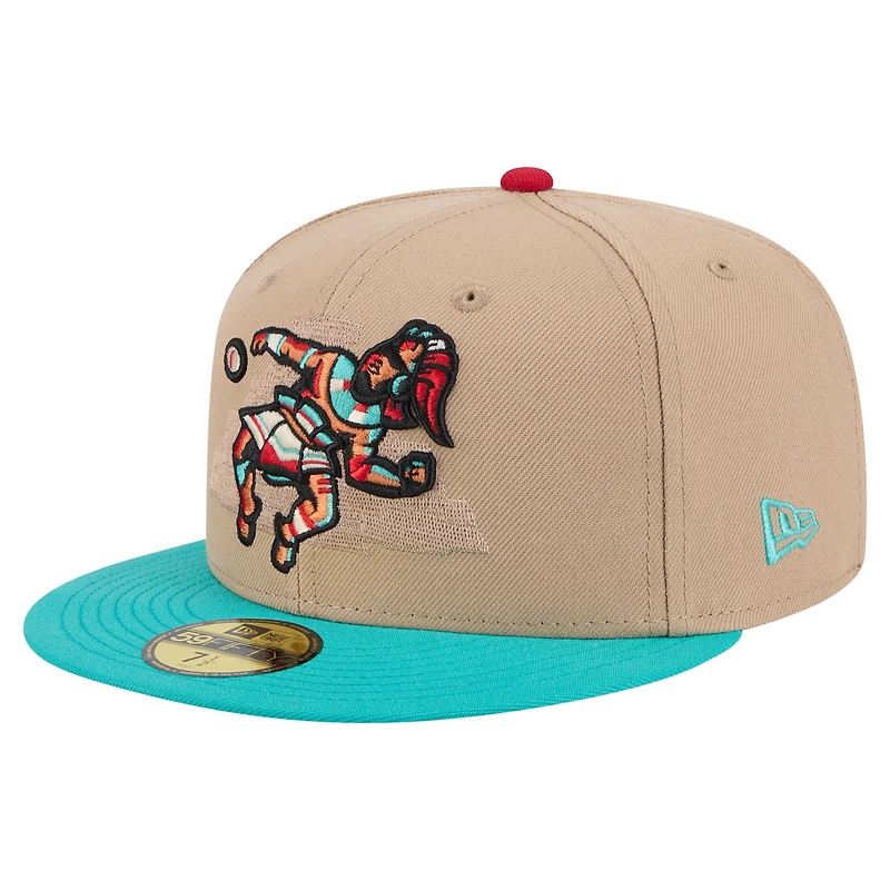 Men's New Era Tan Pensacola Blue Wahoos Copa de la Diversión 59FIFTY Fitted Hat