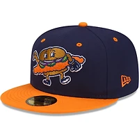 Casquette ajustée New Era 59FIFTY pour homme, bleu marine et orange, thème Peoria Chiefs.