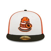 Men's New Era White/Black Peoria Chiefs Orange Barrels Theme Night 59FIFTY Fitted Hat