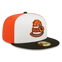 Casquette ajustée 59FIFTY New Era Peoria Chiefs Orange Barrels Theme Night pour homme, blanc/noir