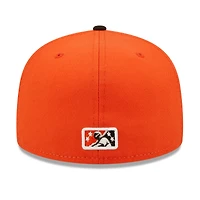 Men's New Era White/Black Peoria Chiefs Orange Barrels Theme Night 59FIFTY Fitted Hat