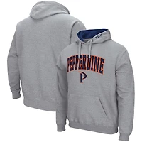 Men's Colosseum Heather Gray Pepperdine Waves Arch & Logo 3.0 Pullover Hoodie
