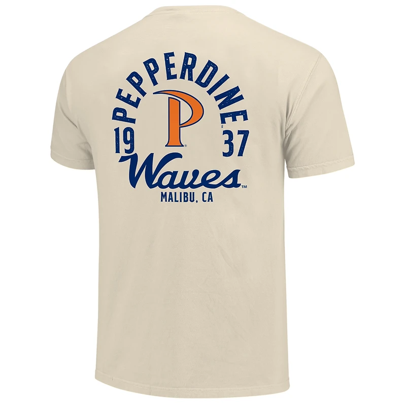 T-shirt à superposition de mascotte Pepperdine Waves crème pour homme