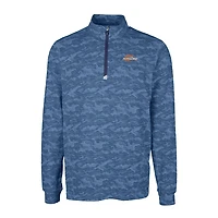 Men's Cutter & Buck Navy Pepperdine Waves Traverse Camo Print Stretch Quarter-Zip Pullover Top