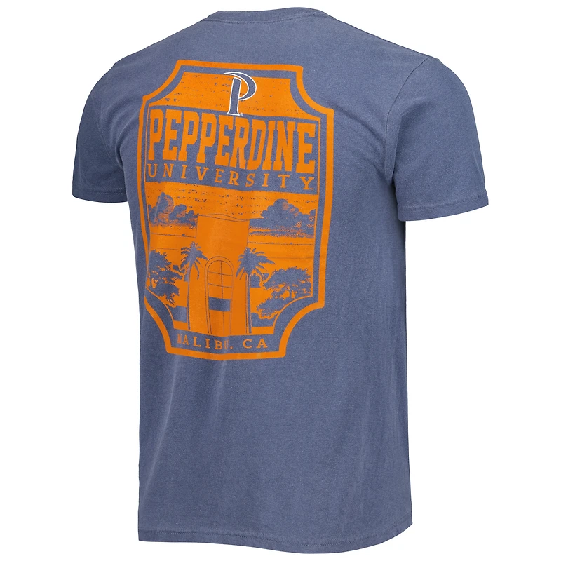 Tee-shirt Homme Bleu Marine Pepperdine Waves Logo Campus Icon