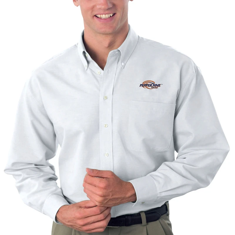 Chemise Oxford boutonnée blanche Pepperdine Waves pour homme, grande et taille
