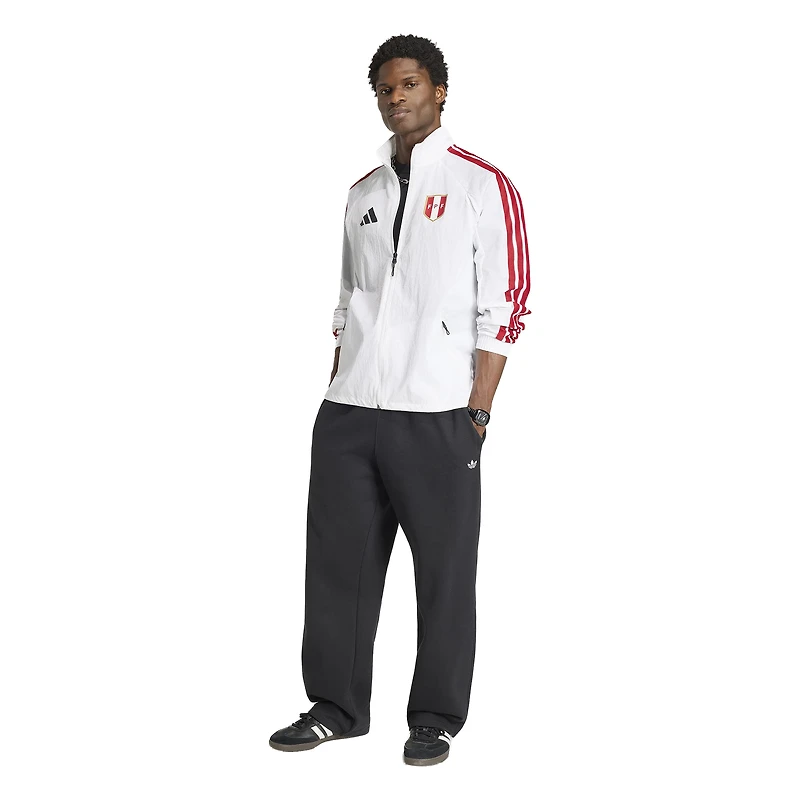 Veste de match blanche adidas pour homme, équipe nationale du Pérou 2026, domicile, fermeture éclair intégrale, édition spéciale hymne national