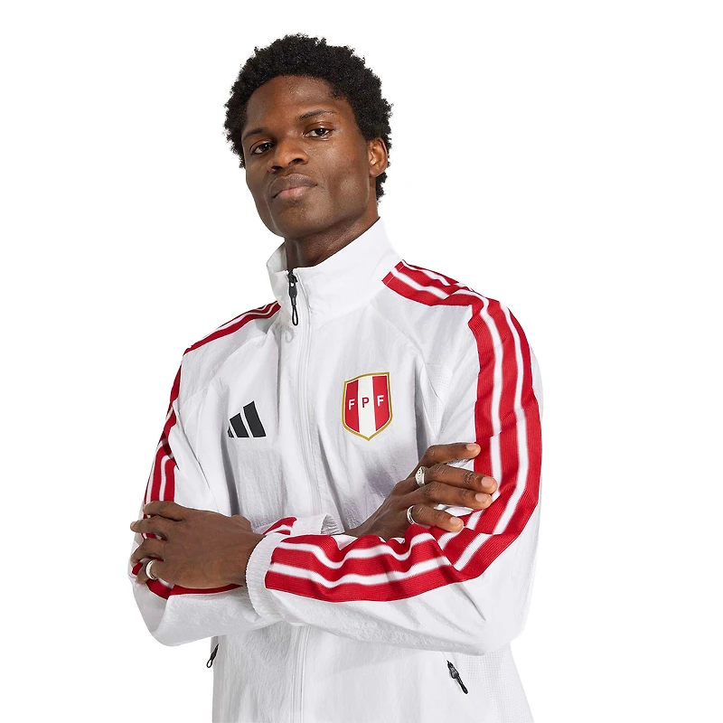 Men's adidas White Peru National Team 2026 Home Full-Zip Game Day Anthem Jacket