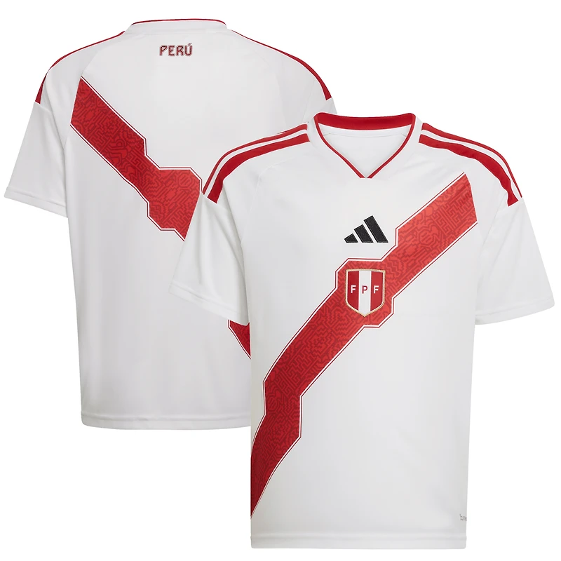 Youth adidas White Peru National Team 2026 Home Replica Jersey