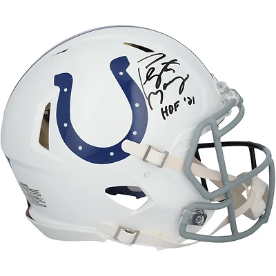 Casque Riddell Split Speed ​​authentique dédicacé par Peyton Manning et les Denver Broncos avec inscription « HOF 21 »
