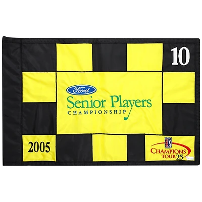 PGA TOUR Event-Used #10 Yellow and Black Pin Flag from SENIOR PLAYERS Championship on July 7th to 10th 2005