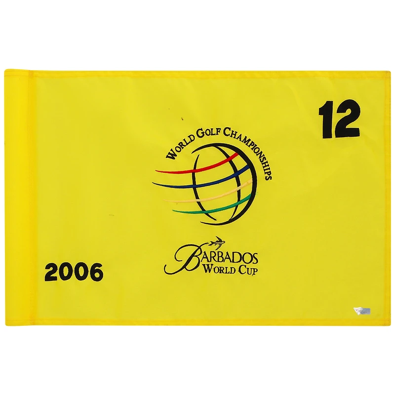 PGA TOUR Event-Used #12 Yellow Pin Flag from The Barbados World Cup on December 4th to 10th 2006