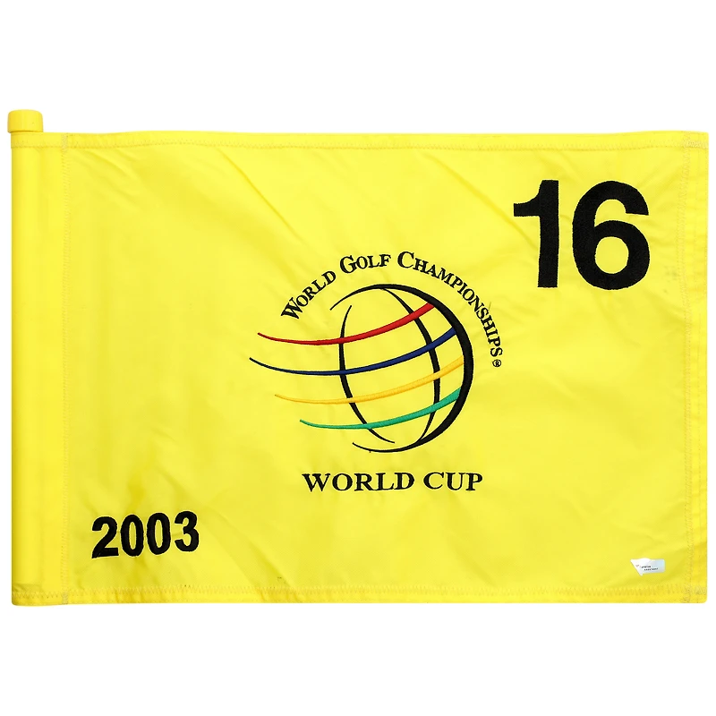 PGA TOUR Event-Used #16 Yellow Pin Flag from The EMC World Cup on November 13th to 16th 2003