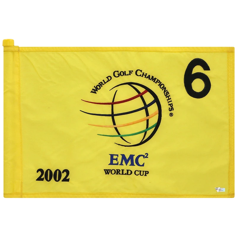 PGA TOUR Event-Used #6 Yellow Pin Flag from The EMC World Cup on December 12th to 15th 2002