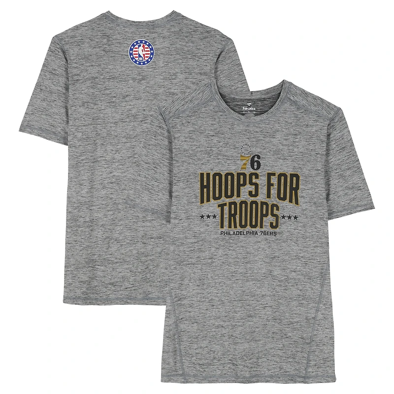 Philadelphia 76ers Team-Issued Gray "Hoops For Troops" T-Shirt from the 2025-26 NBA Season