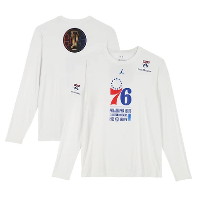 Philadelphia 76ers Team-Issued White Jordan Brand NBA Cup Long Sleeve T-Shirt from the 2025-26 Season