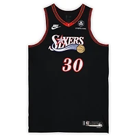 Adem Bona Philadelphia 76ers Game-Used #30 Black Hardwood Classic Jersey vs. Indiana Pacers on April 10, 2026 - Size 52+6