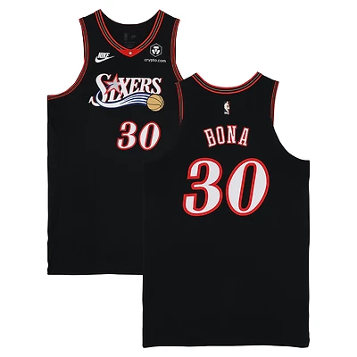 Maillot noir Hardwood Classic porté par Adem Bona (Philadelphia 76ers) lors du match n° 30 contre les Indiana Pacers le 10 avril 2026 - Taille 52+6