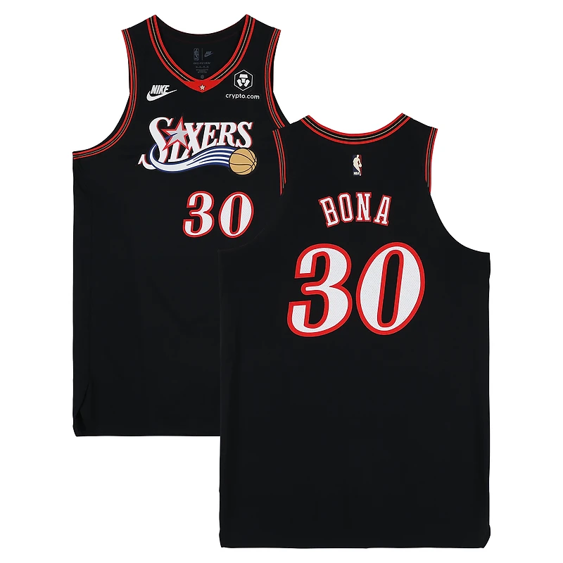 Adem Bona Philadelphia 76ers Game-Used #30 Black Hardwood Classic Jersey vs. Orlando Magic on April 15, 2026 - Size 52+6