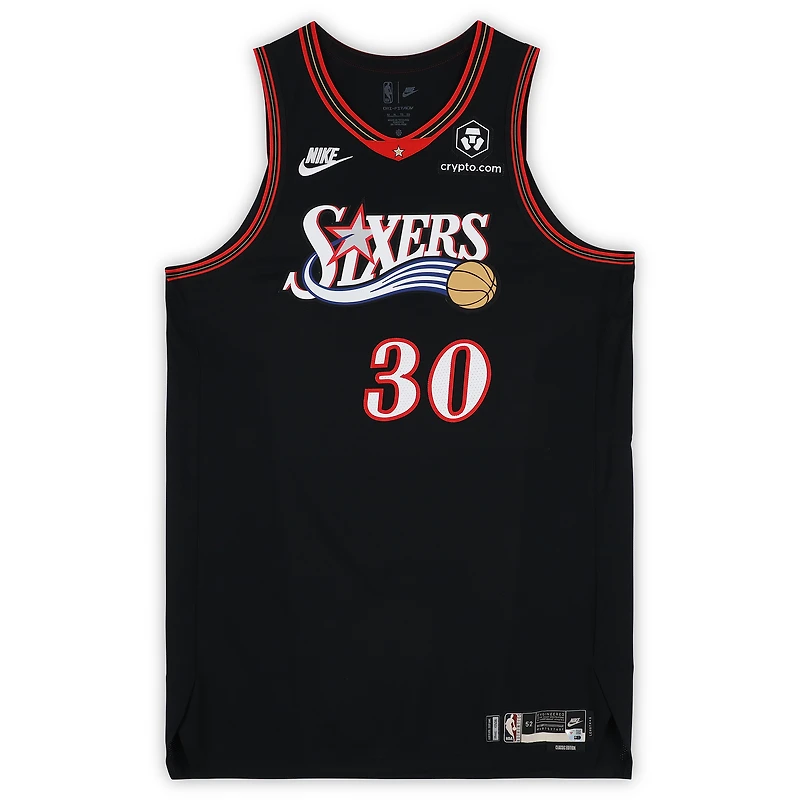 Adem Bona Philadelphia 76ers Game-Used #30 Black Hardwood Classic Jersey vs. Orlando Magic on April 15, 2026 - Size 52+6