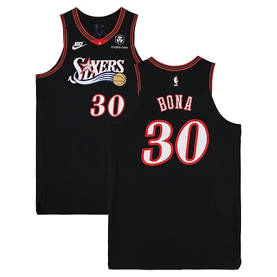 Adem Bona Philadelphia 76ers Game-Used #30 Black Hardwood Classic Jersey vs. Orlando Magic on April 15, 2026 - Size 52+6