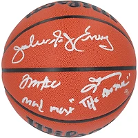 Ballon de basket-ball d'intérieur/extérieur Wilson Authentic Series dédicacé par Allen Iverson, Julius « Dr. J » Erving et Tyrese Maxey des Philadelphia 76ers, avec plusieurs surnoms
