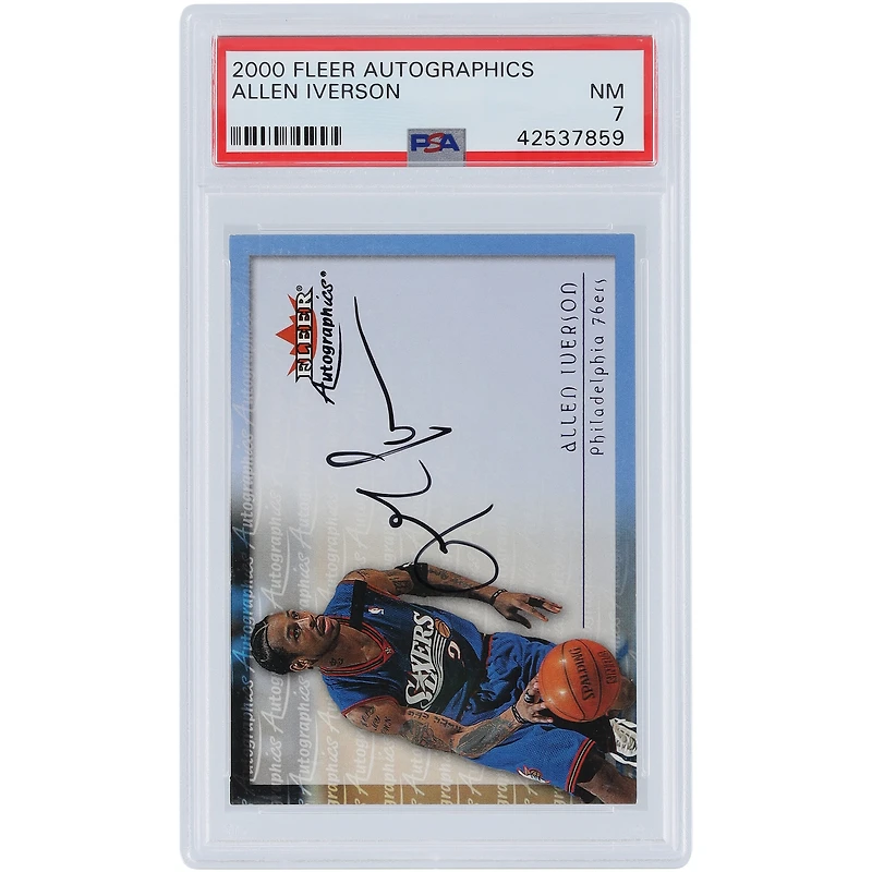 Allen Iverson Philadelphia 76ers Autographié 2000 Fleer Autographics #NNO PSA Authentifié 7 Carte