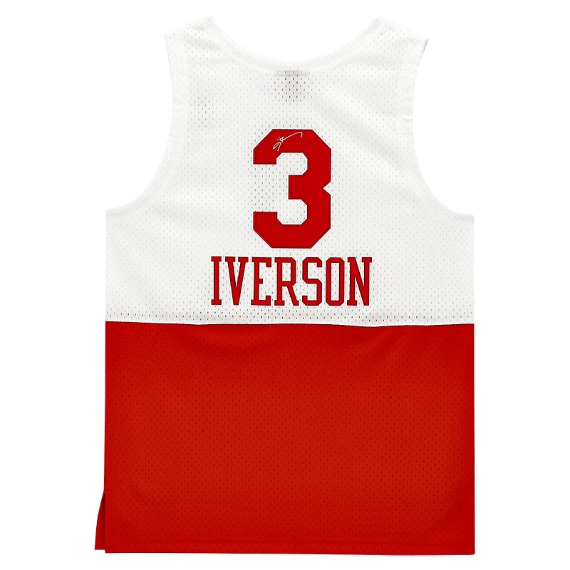 Maillot Swingman rouge et blanc autographié par Allen Iverson des Philadelphia 76ers Mitchell & Ness 2003-04